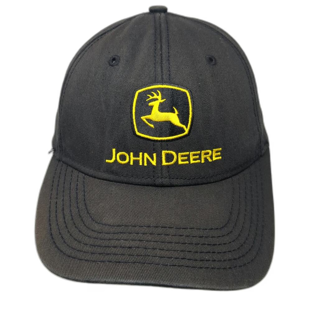 John Deere Snapback Black Yellow One Size Hat Structured Embroidered Logo Farm